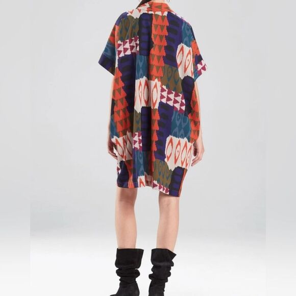 NATORI BUKHARA Silky Soft Oversized Colorful Graphic Caftan Dress Size Large - Picture 2 of 7